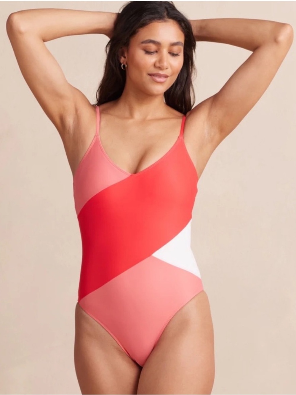 NEW Summersalt The Marina One-Piece Colorblock Swimsuit Grapefruit, Coral White